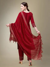 Women Kurta Pant Dupatta Set-MAROON1115